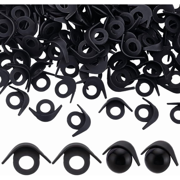 1set PH 120pcs Safety Eyes Eyelid 23mm Black Double Eyelid Buckles Plastic Crochet Eye Eyelids Craft Eyes Washers Horse Eye Shaped Eyelids for Amigurumi Puppet Teddy Bear Plush Animal Making Black