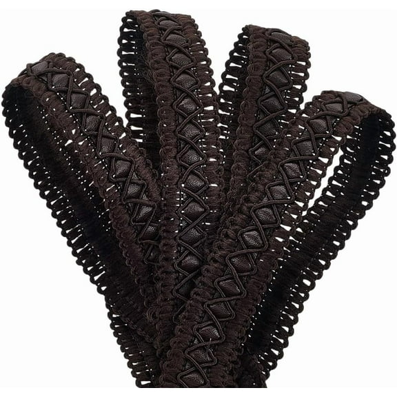 1set PH 20 Yards Leather Braid Trims 3/4 inch Wide Gimp Braid Trim Flat Upholstery Strap Trim Leather Edge Sewing Ribbon for Home Decor Garment Accessories DIY Sewing Craft Coconut Brown Brown