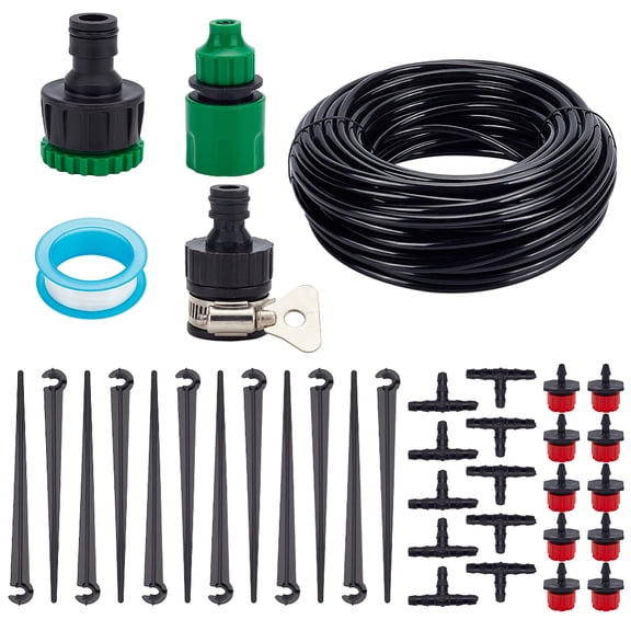 1set PH 65.6FT Drip Irrigation Kit Watering Irrigation System with Drip Nozzle Emitters 1/4 inch Irrigation Tubing Hose Micro Automatic Drip System for Garden Flower Bed