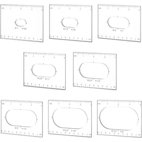 1set PH Pack of 8 Oval Inlay Template Set 4 Inch Router Template Acrylic Router Jig Template Router Stencils Drawing Scale Ruler Measuring Tool for Woodworking Drawing School Office Home Clear