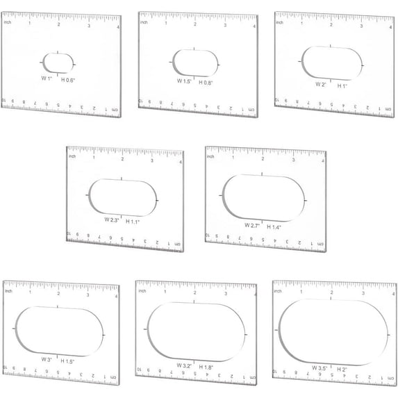 1set PH Pack of 8 Oval Inlay Template Set 4 Inch Router Template Acrylic Router Jig Template Router Stencils Drawing Scale Ruler Measuring Tool for Woodworking Drawing School Office Home Clear