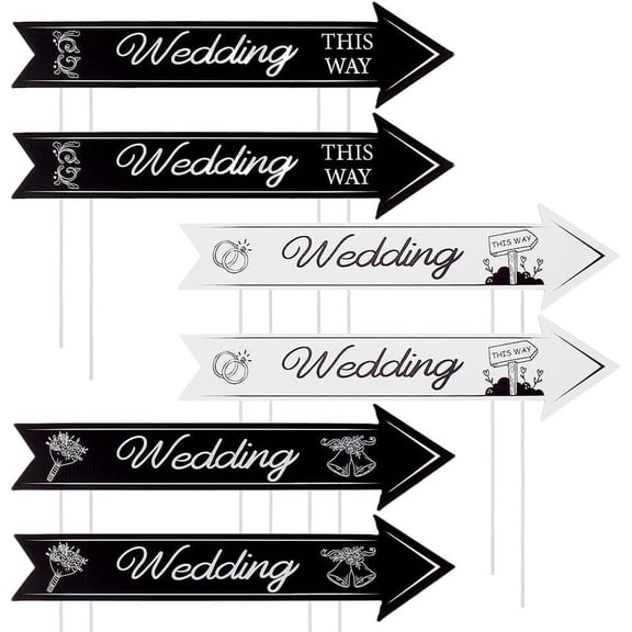 1set PP Plastic Wedding Arrow Sign with Stake For Reception Outdoor Parking Mixed Color 402x98x4mm