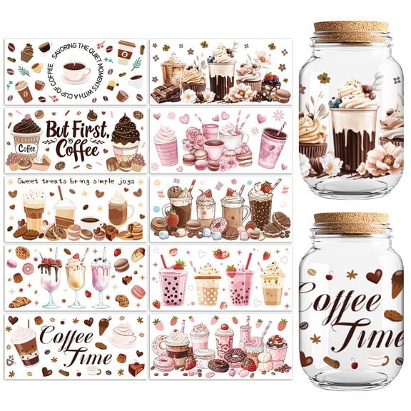 1set PVC DIY Heat Transfer Paper for UV Sublimation Cup Food 110x240mm 10 style 1pc/style 10pcs/set for DIY