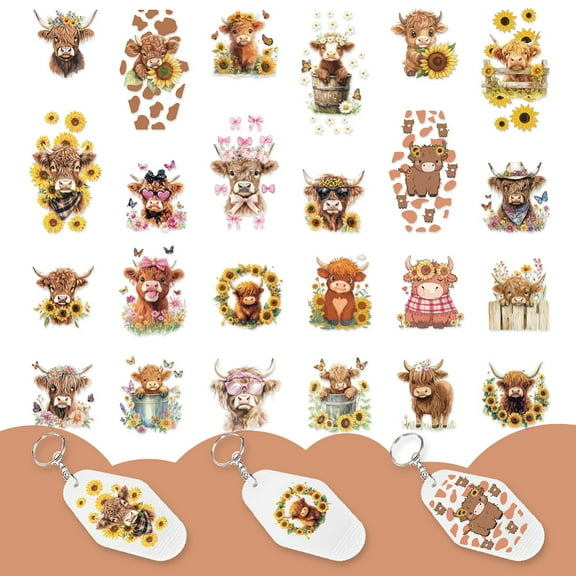 1set PVC Heat Transfer Paper for UV Sublimation Cup Cattle 240x110mm 2 styles 5pcs/style 10pcs/set