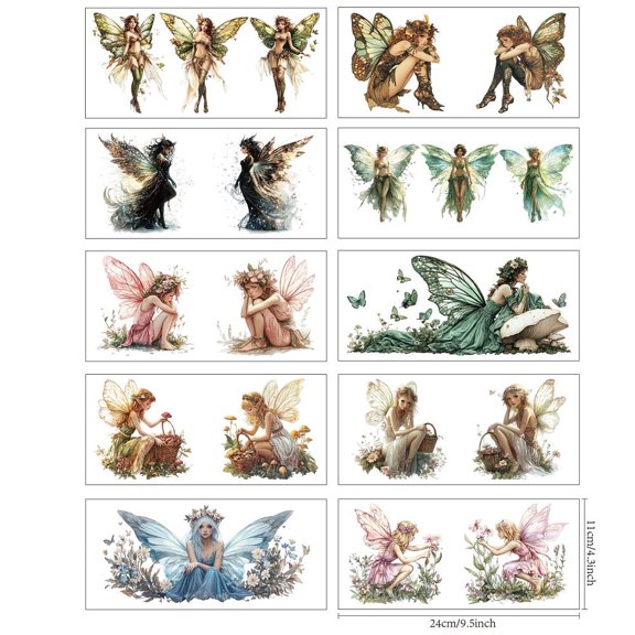 1set PVC Heat Transfer Paper for UV Sublimation Cup Fairy 110x240mm 10 style 1pc/style 10pcs/set