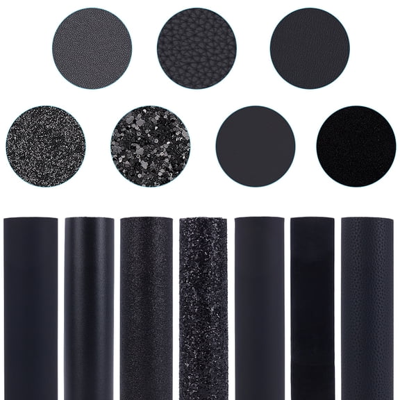 1set PVC Imitation Leather Fabric DIY Craft Supplies Rectangle Black 330x200x0.5mm 7pcs/set