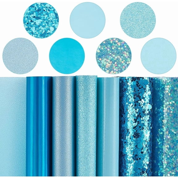 1set PVC Imitation Leather Fabric DIY Craft Supplies Rectangle Dark Turquoise 330x200x0.5mm 7pcs/set Colorful