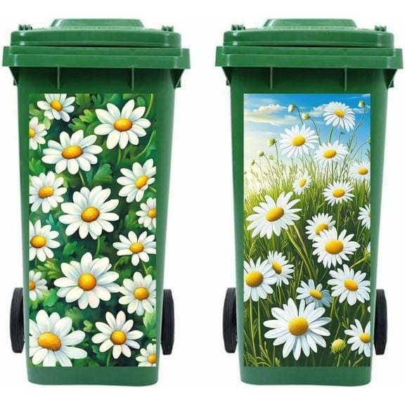 1set PVC Stickers Self-adhesive Decorative Stickers Decals for Trash Decoration April Daisy 82x38mm 2pcs/set