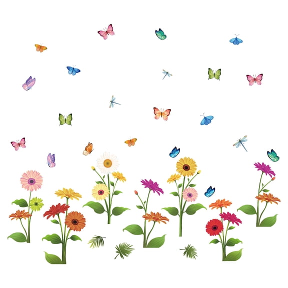 1set PVC Wall Stickers Wall Decoration Flower Pattern 390x890mm 2 style 1 sheet/style 2 sheets/set Plastic