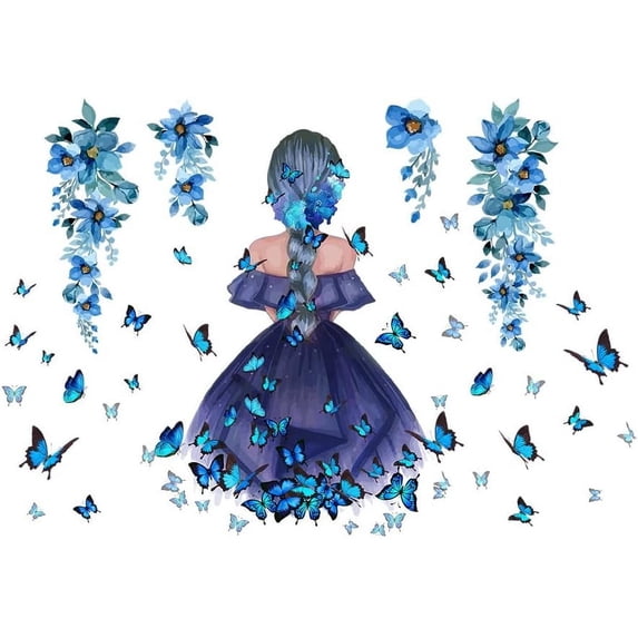 1set PVC Wall Stickers Wall Decoration Girl/Butterfly/Flower Pattern ...