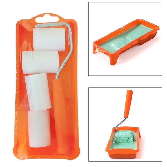 1set Paint Roller Set 2inch Mini Foam Paint Roller With Handle And Trays High Density Foam Roller Roller Painting Decorating Kit