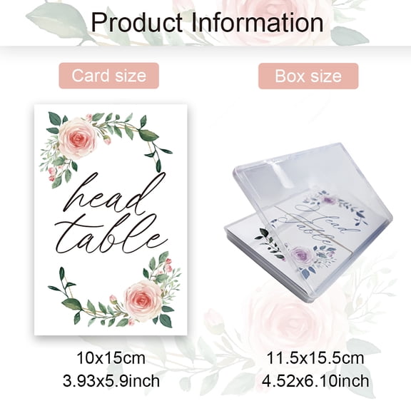 1set Paper Floral Table Numbers Cards for Wedding Rectangle Pink 150x100mm 26pcs/set