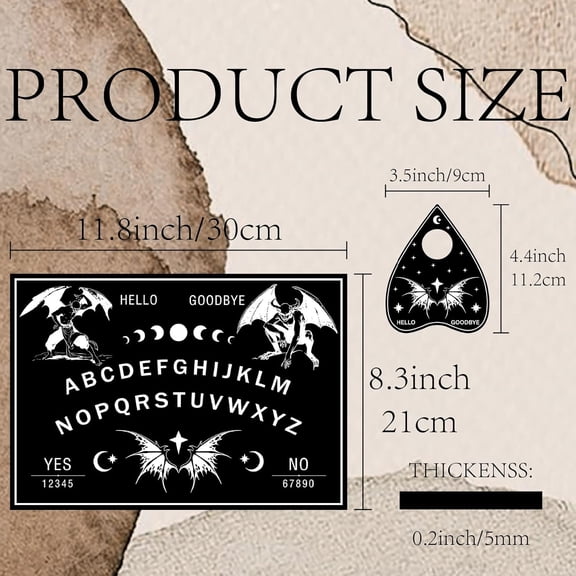 1set Pendulum Dowsing Divination Board set Rectangle Talking Board with Planchette Accessories Bat 11.2~30x9~21x5cm 2pcs/set