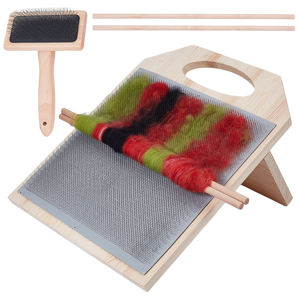 1set Pine Wood Rubber Blending Board with 304 Stainless Steel Pet Combs & Wood Craft Sticks Mixed color 395x315x33mm 1set