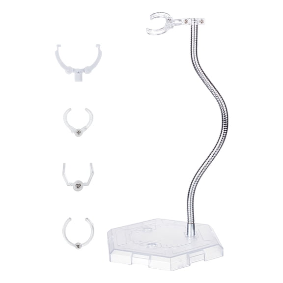 1set Plastic Minifigures Display Stands with Adjustable Snake Bone Bracket Action Figures Display Holder Clear 15x13x28.5cm