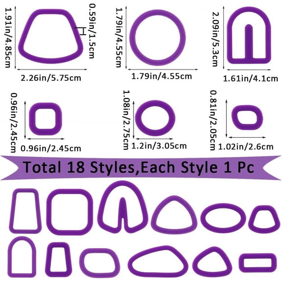 1set Plastic Plasticine Tools Clay Dough Cutters Moulds Modelling Tools Modeling Clay For Blue Violet 2.6~6.15x1.75~5.75x1.5cm 18pcs/set