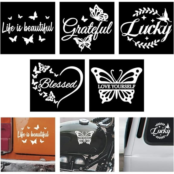 1set Plastic Reflective Vinyl Car Stickers Waterproof Decals for Vehicle Decoration Butterfly 148x155mm