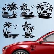 1set Plastic Reflective Vinyl Car Stickers Waterproof Decals for Vehicle Decoration Coconut Tree 148x155mm