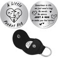 thumbnail image 1 of 1set Pocket Hug Token Long Distance Relationship Keepsake Token Engraved Double Sided Pocket Token Coin Sign with Leather Keychains for Friend Sisters Encouragement Gift 1.2 x 1.2Inch, 1 of 8