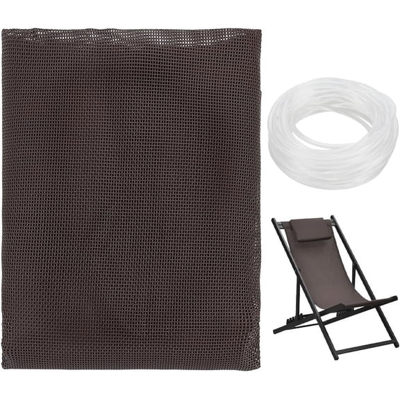 1set Polyester Fabrics with Transparent PVC Sling Splines Beach Chair Cloth Replacement Supplies Coconut Brown 1500mm DIY