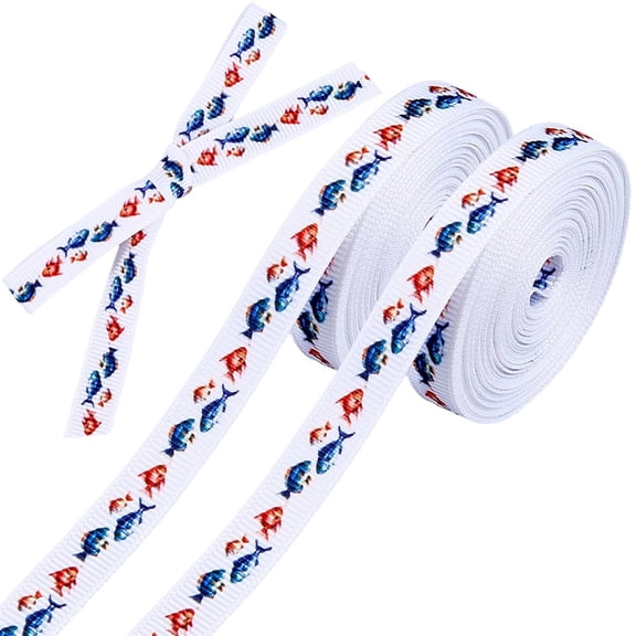 1set Polyester Ribbon Gift Accessories Fish 3/8 inch(10mm)