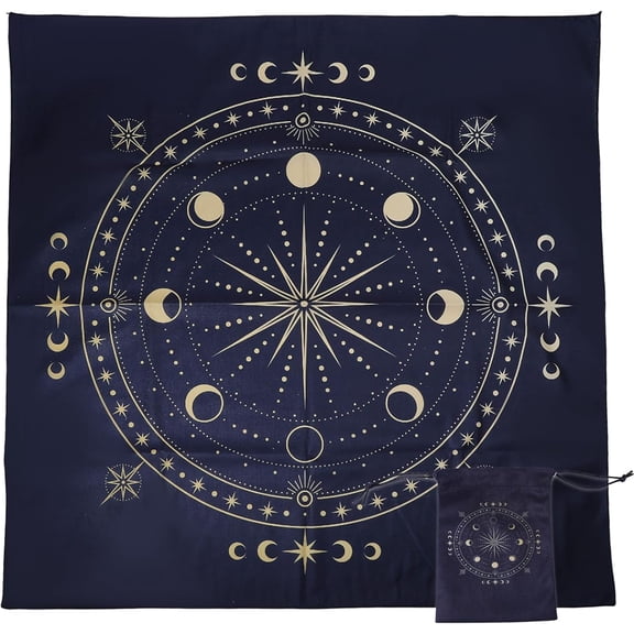1set Polyester Tablecloth & Velvet bag Kits for Divination Tarot Card Moon bag: 18x13cm 2pcs/set