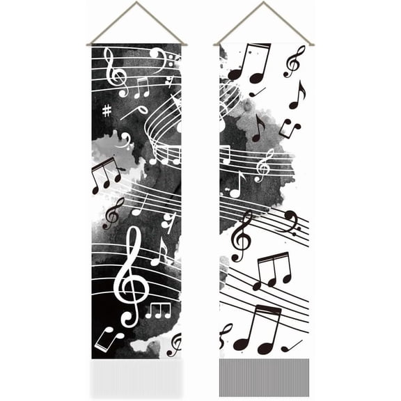 1set Polyester Wall Hanging Tapestry for Bedroom Living Room Decoration Rectangle Musical Note 1160x330mm 2pcs/set