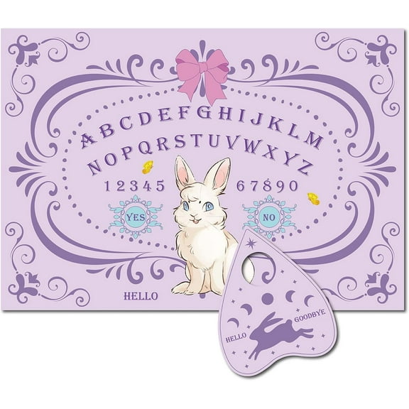 1set Rabbit Easter Wood Spirit Board Pendulum Board Wooden Talking Boards with Planchette Dowsing Divination Game Spirit Hunt Metaphysical Message Decor for Wicca 11.8 x 8.3 Inch(Purple)