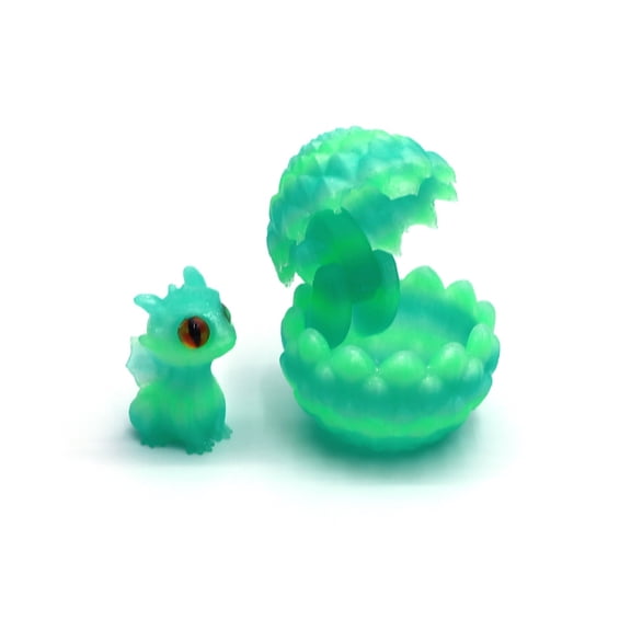 1set Rainbow Green Size: Baby Dragon 2*2*3cm, Dragon Egg 4*5cm. 3D Printed Baby Dragon Egg Set, Colorful Decorative Model Figurine.