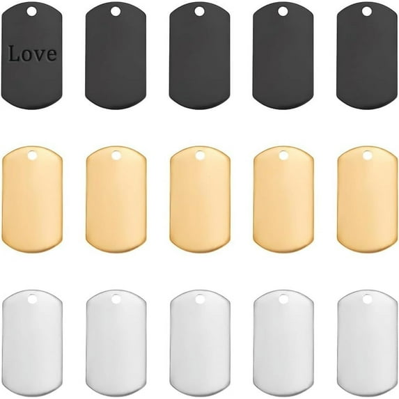1set Rectangle DIY Engraving Blank Tag Solider Blank Base ID Charms 304 Stainless Steel Pet Name Charms Metal Blank Keychain Crafts for Engraving Tags