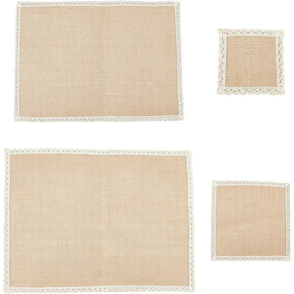 1set Rectangle Jute Cloth Table Mat Peru 10.5~40.5x10.5~30.5x0.1cm 4pcs/set