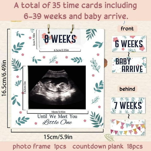 1set Rectangle Wood with Clear Glass Window Photo Frames Table Top Picture Frames for Arts and Crafts Countdown to Birth Painting Projects Leaf 196x151x13mm