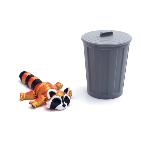 1set Red Gold Size: 10*5.6*2+5.3*5.3*7cm 3D Printed Hinged Long-tailed Raccoon Trash Can