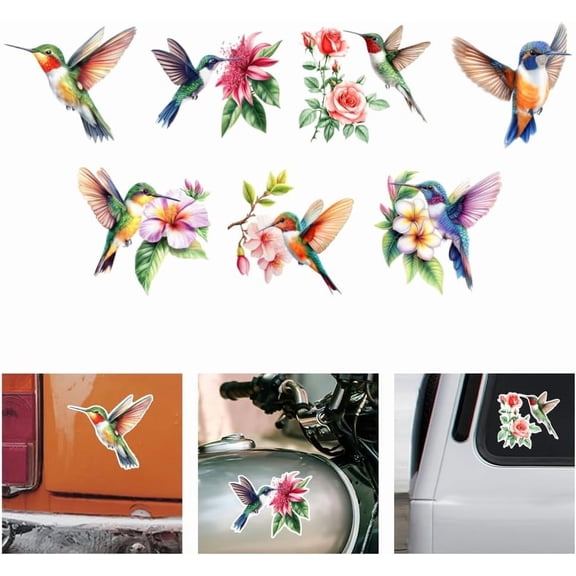 1set Reflective Vinyl Car Stickers Waterproof Decals for Vehicle Decoration Hummingbird 148x155mm 7pcs/set for DIY
