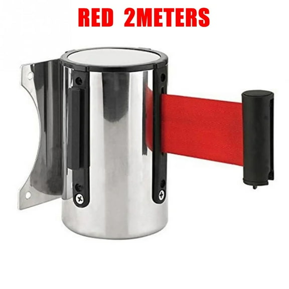1set Retractable Tape Stainless Stanchion Queue Barrier Strip Wall Mount Crowd Control Retractable Strip Guardrail Cordon Line