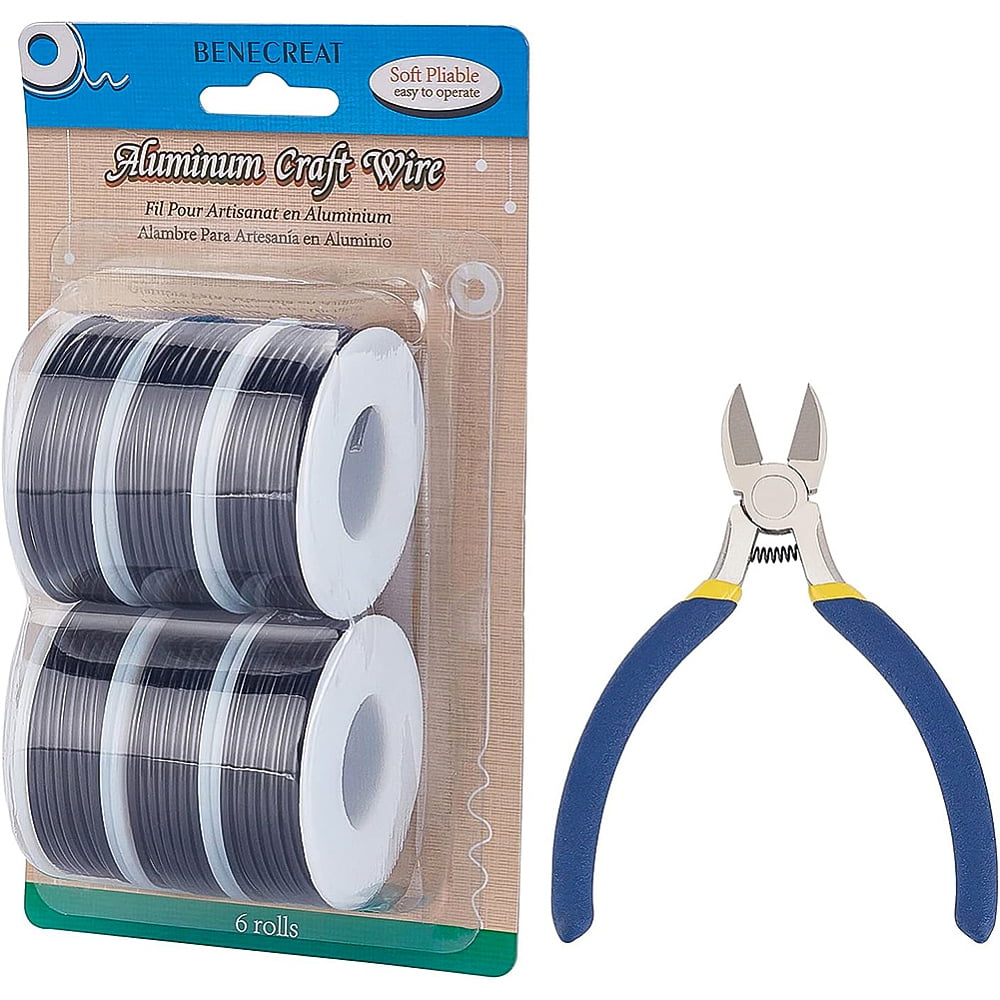 1set Round Aluminum Wire with Iron Side Cutting Pliers Black 12 Gauge 2mm DIY