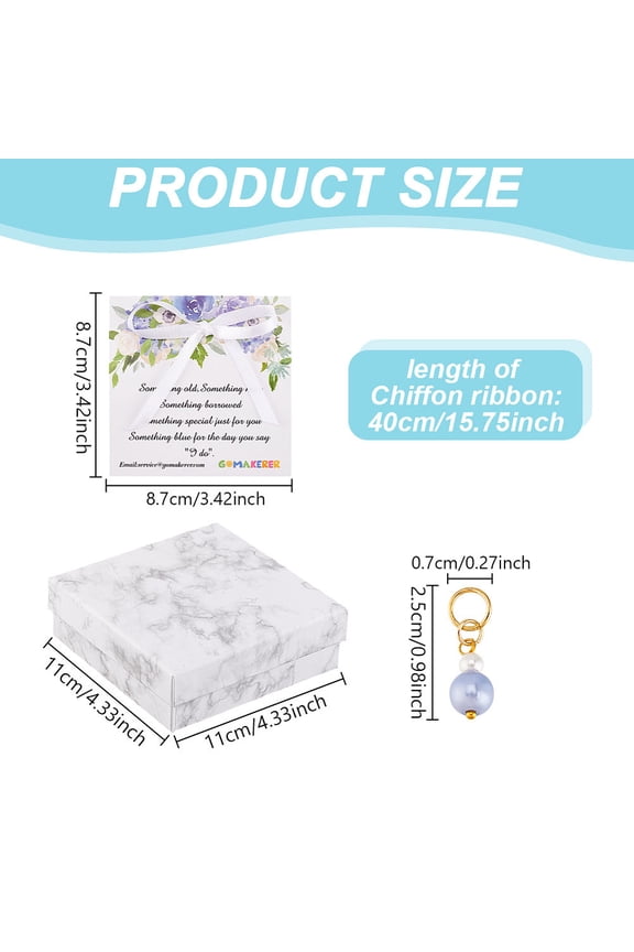 1set Round Glass Pearl Bride Bouquet Pendant Decoration Something Blue Keepsake Gift for Bride Golden 30mm