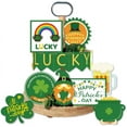 thumbnail image 1 of 1set Saint Patrick's Day Wooden Tiered Tray Decor set Table Wood Sign Rustic Farmhouse Home Decoration Mixed Shapes 60~100x45~100x2.5mm, 1 of 7