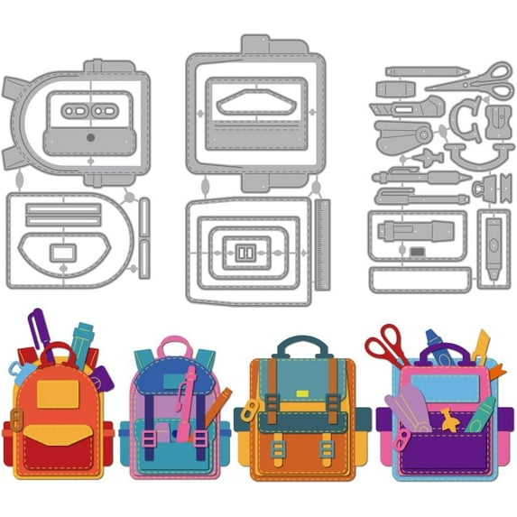 1set Schoolbag Theme Carbon Steel Cutting Dies Stencils for Scrapbooking Photo Album Decorative Embossing Paper Card 86~88x135~159x0.8mm 3pcs/set