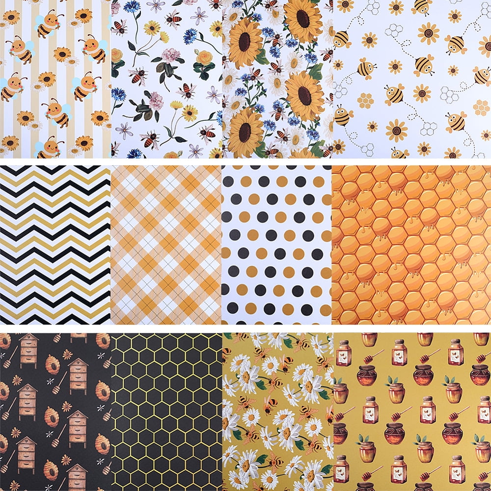 1set Scrapbook Paper Pads for DIY Album Scrapbook Background Paper Diary Decoration Square Bees 300x300x0.2mm 24 sheets/set