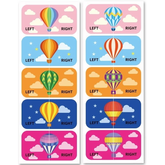 1set Shoes Stickers for Shoes Learning Left Right Hot Air Balloon 100pcs(50 Pairs) Self-Adhesive Shoes Stickers Labels Decals to Help Put Shoes On Colorful
