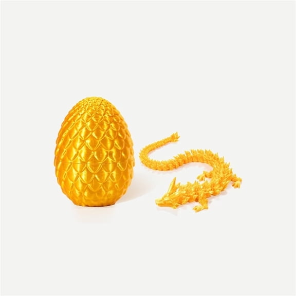 1set Silk Gold 3D Printed Dragon Egg Crystal Dragon Home & Car Ornament Dragon Gift Set Figurine Gift