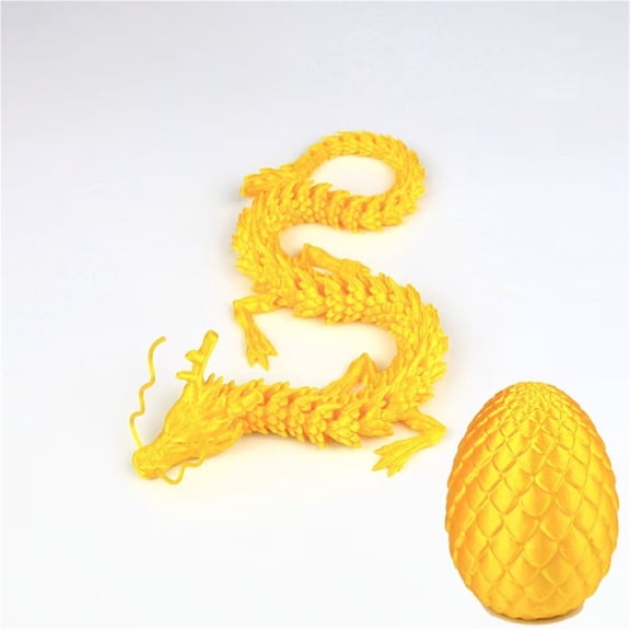 1set Silk Gold Size: 30cm + 11cm 3D Printed Chinese Dragon Joint Movable Chinese Dragon Egg Set Colorful Ornament