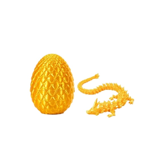 1set Silk Gold Size: 30cm + 11cm Dragon Egg 3D Printed Dragon Egg Crystal Dragon Home & Car Ornament Dragon Gift Set Figurine Gift