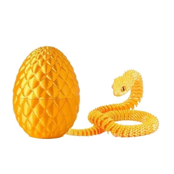 1set Silk Gold Size: 30cm+ Snake Egg 3D Printed Figurine, Articulated Animal Model