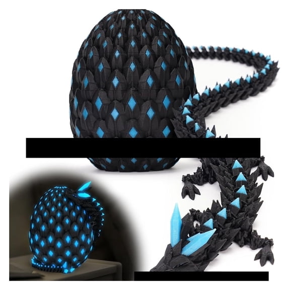 1set Silk Night Light Blue Size: 25*5*5CM + 10cm Dragon Egg 3D Printed Dragon Egg Set, Articulated Crystal Dragon