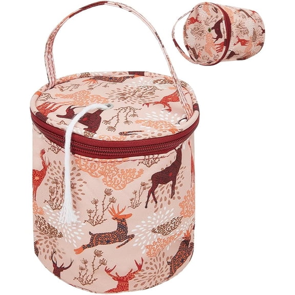 1set Small Yarn Bag Deer Mini Yarn Storage Bags with Holes Red Portable Yarn Storage Case Mini Project Organizer Crochet Thread Sewing Accessories for Carry Crochet Hooks Skein Yarn Colorful