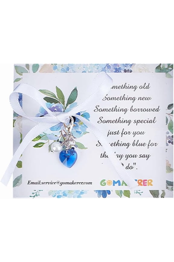 1set Something Blue Bouquet Charm Something Blue Wedding Bouquet Charms Angel A Gift Card for Bridal Flowers Silver DIY