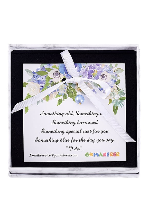 1set Something Blue Bouquet Charm Something Blue Wedding Bouquet Charms Guardian Angel Charm with A Gift Card for Bridal Flowers