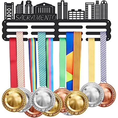1set Sports Medal Hanger Display Sacramento Cityscape Medal Display Rack Wall Mount Ribbon Display